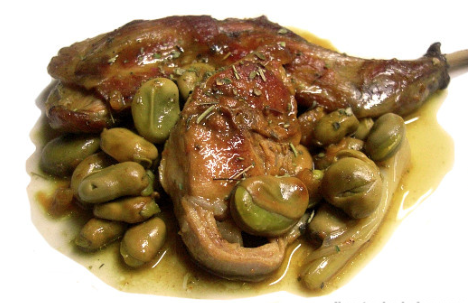 Ensalada de pimientos asados atún y huevo con conejo estofado con habas